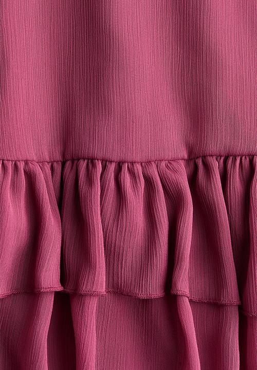 H&M - Flounced chiffon dress - plum purple