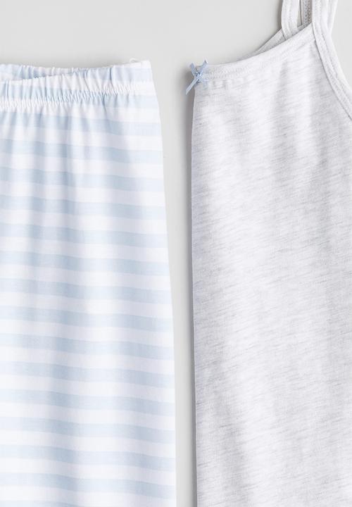 H&M - Cotton jersey pyjamas - light blue & light grey marl