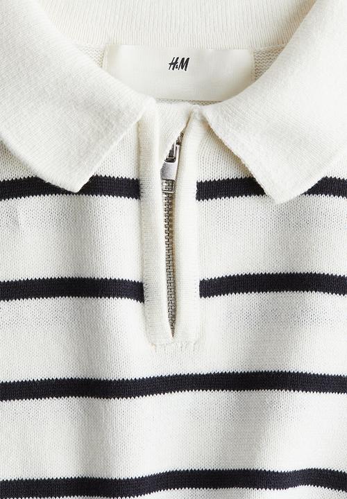 H&M - Zip-top polo jumper - white striped