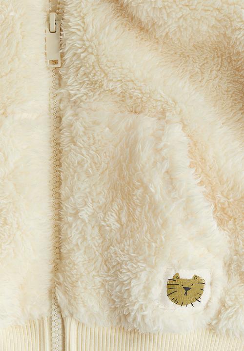 H&M - Fluffy zip-through hoodie - light yellow