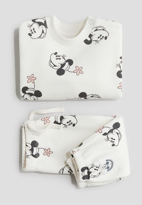 H&M - 2 piece printed sweatshirt set - white minnie mouse