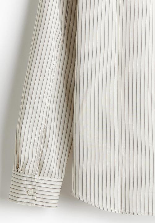 H&M - Regular fit shirt - light beige/striped 