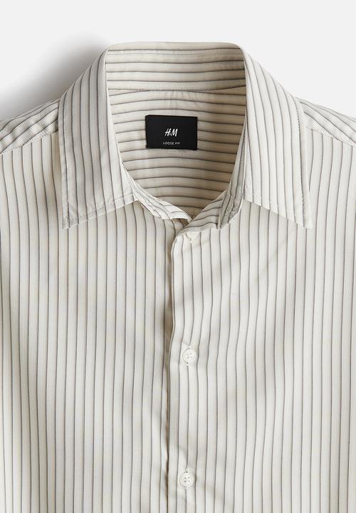 H&M - Regular fit shirt - light beige/striped 