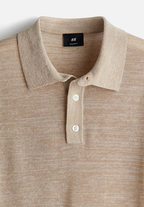 H&M - Regular fit fine-knit polo shirt - beige