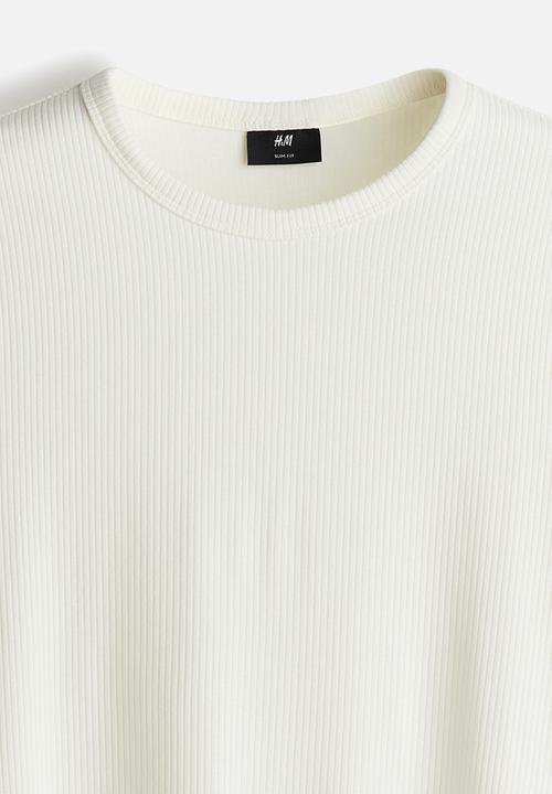 H&M - Slim fit ribbed t-shirt - white