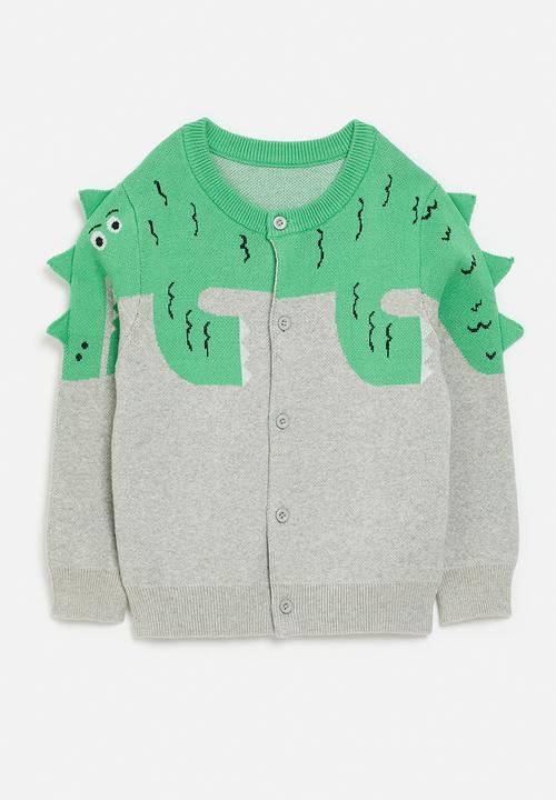 Pop Candy - Button down cardigan - green & grey