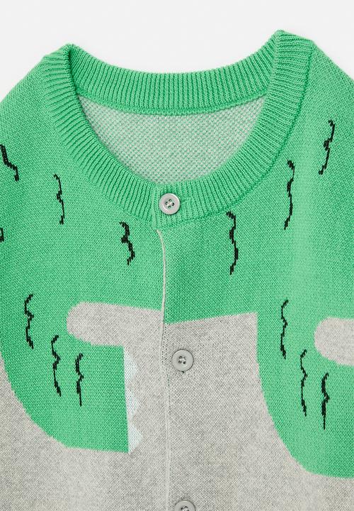 Pop Candy - Button down cardigan - green & grey