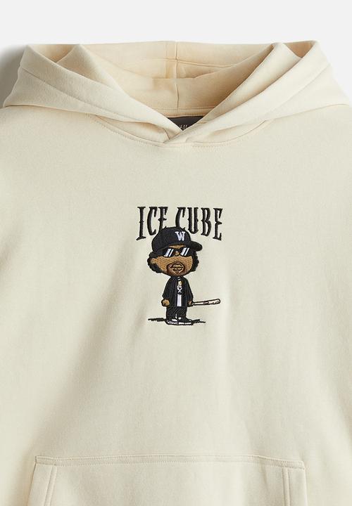 H&M - Oversized fit printed hoodie - light beige ice cube
