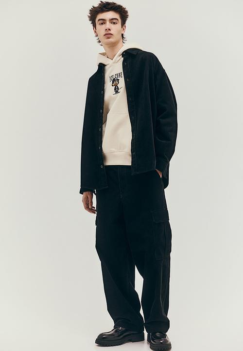 H&M - Oversized fit printed hoodie - light beige ice cube