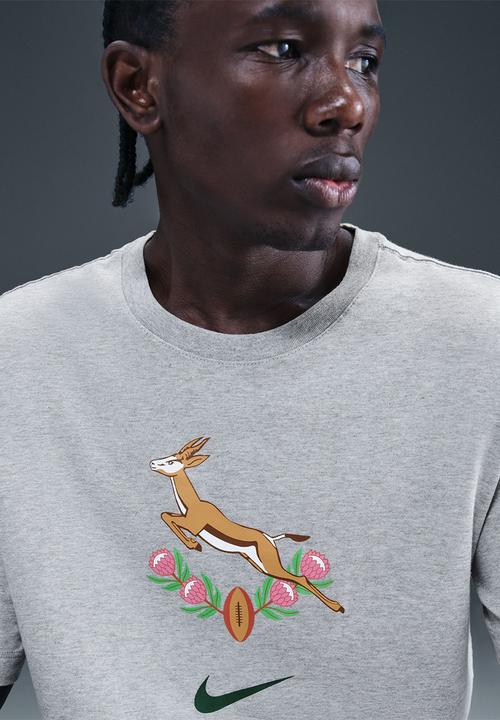 Nike - Springbok Men's Heritage T-Shirt - Dk Grey Heather/Gorge Green