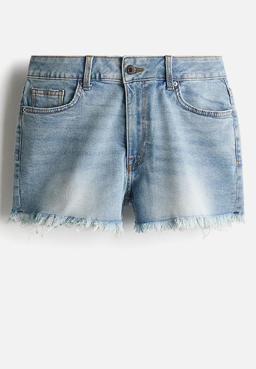 H&M - High denim shorts - light denim blue