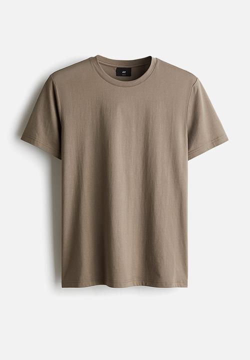 H&M - Slim fit pima cotton T-shirt - light brown