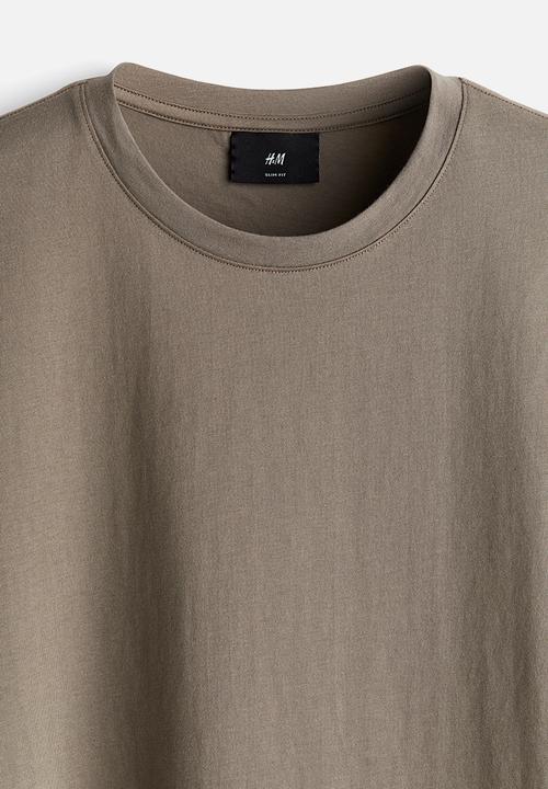 H&M - Slim fit pima cotton T-shirt - light brown