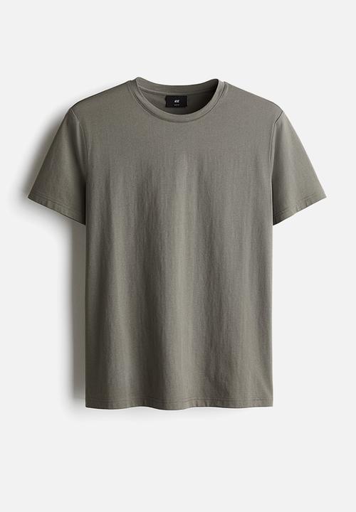 H&M - Slim fit pima cotton T-shirt - dark khaki green