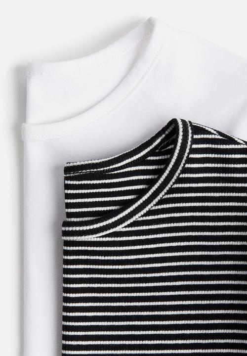 H&M - 2 pack t-shirts - black striped