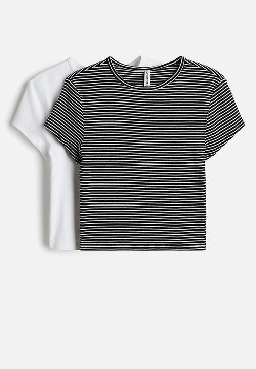 H&M - 2 pack t-shirts - black striped