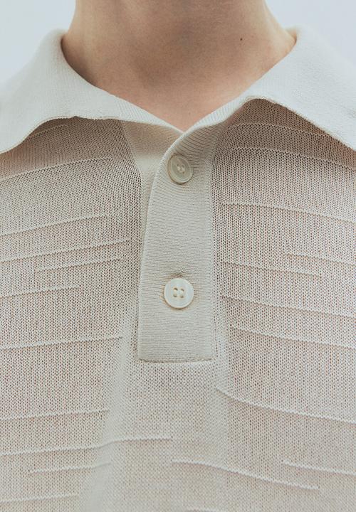 H&M - Regular fit fine-knit polo shirt - light beige