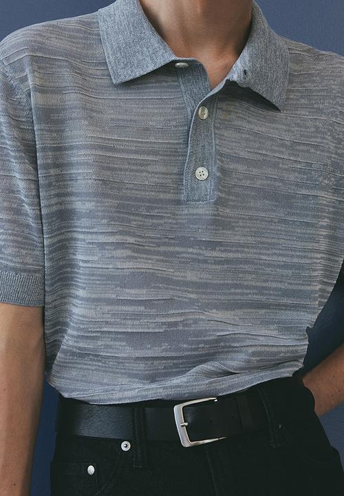 H&M - Regular fit fine-knit polo shirt - grey marl