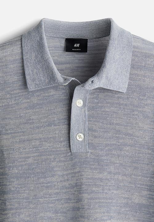 H&M - Regular fit fine-knit polo shirt - grey marl