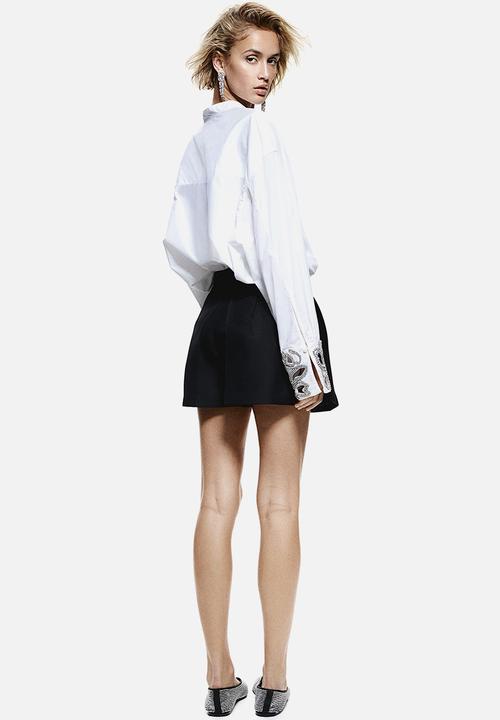 H&M - Rhinestone-detail tuxedo shirt - white