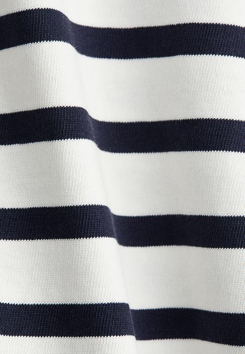 H&M - Cotton jersey top - white & navy blue striped