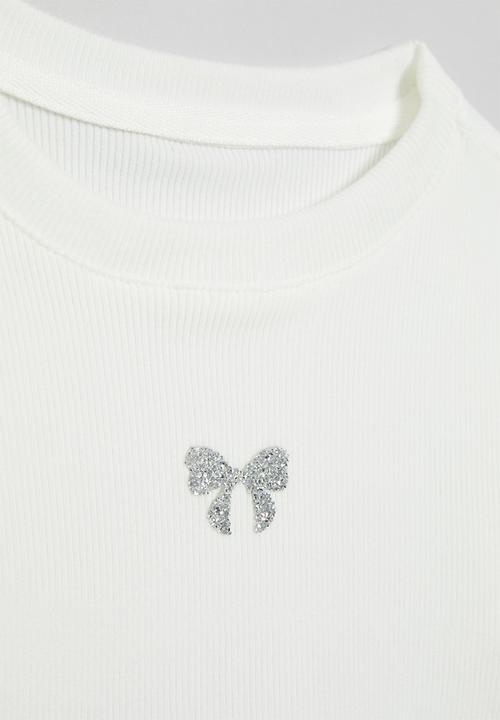 Pop Candy - Bow print tee - white