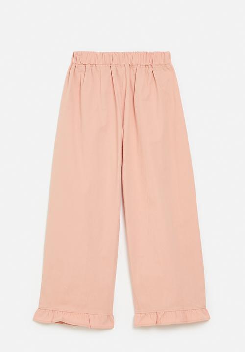 Pop Candy - Frilled hem cord pants-pink