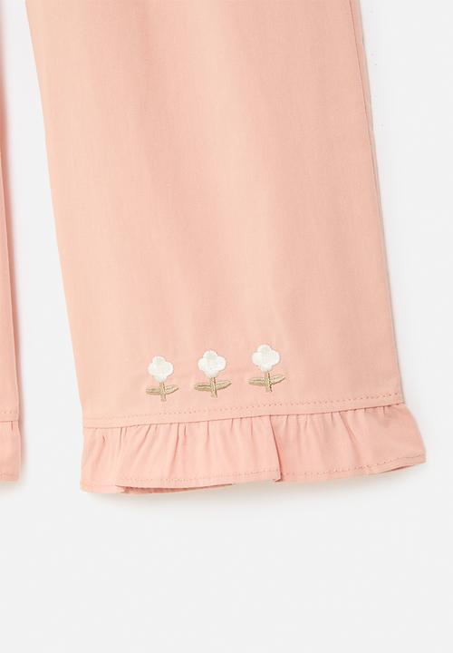 Pop Candy - Frilled hem cord pants-pink