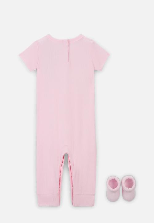 Nike - Nhn nike rib s/s romper & sock- pink foam