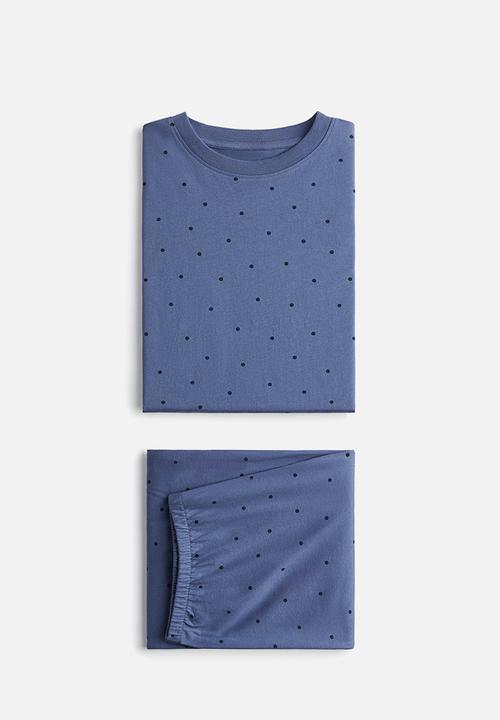 H&M - Jersey pyjamas - dusty blue/spotted