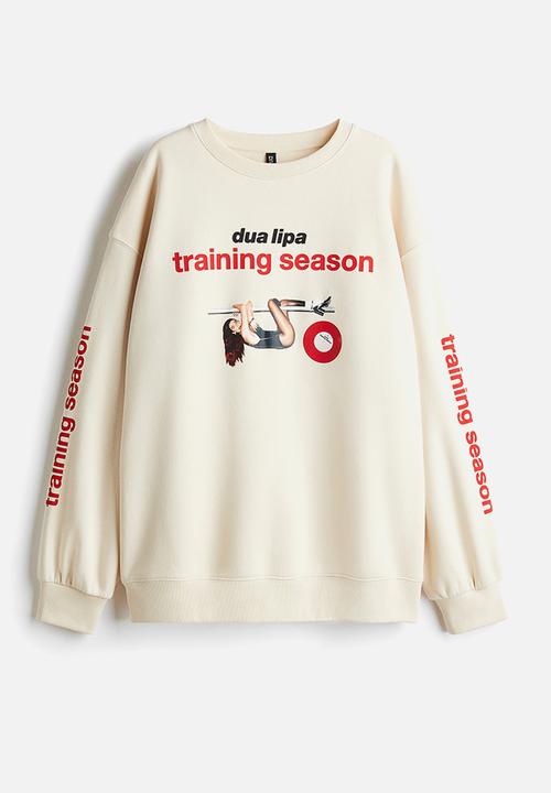 H&M - Oversized printed sweatshirt - light beige dua lipa