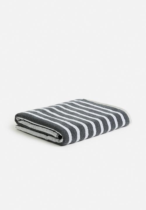 Imperial stripe bath sheet - charcoal