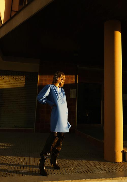 H&M - A-line cotton dress - blue