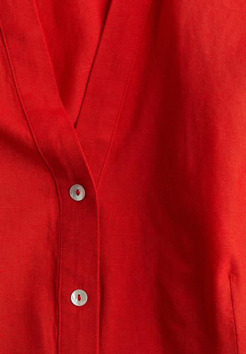 H&M - Sleeveless linen-blend shirt - red