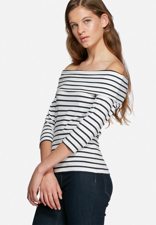 Jacqueline de Yong - Kenya stripy off the shoulder top