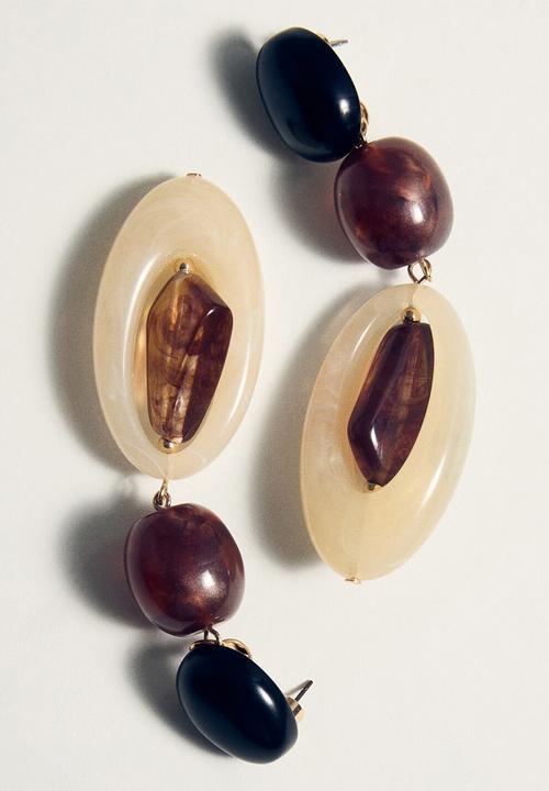 MANGO - Aida earrings - dark red