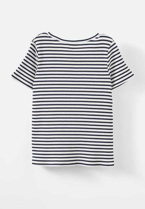Cotton On - Raya baby tee - squid ink/vanilla stripe