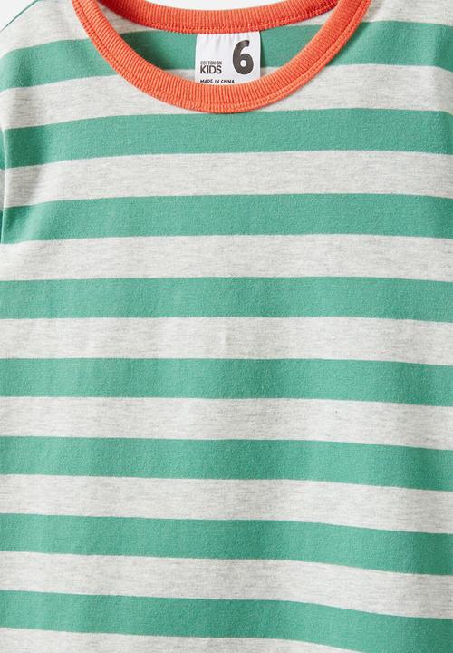 Cotton On - Jordan short sleeve pyjama set - bobbi stripe cloud marle/guac