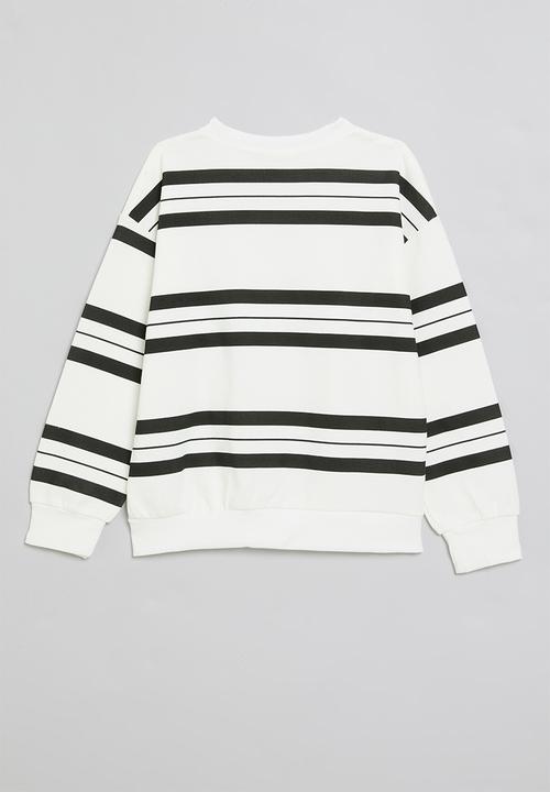 Pop Candy - Stripe sweatshirt - white & black
