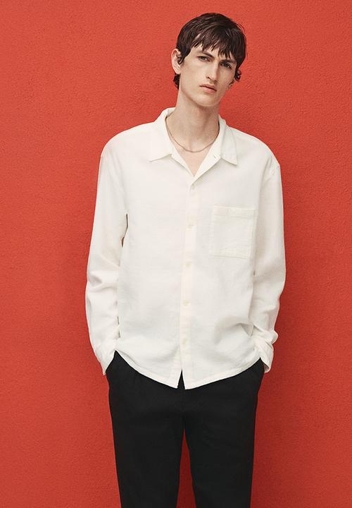 H&M - Regular fit textured shirt - white