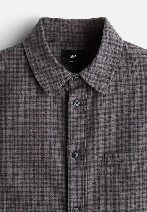 H&M - Loose fit flannel shirt - dark grey