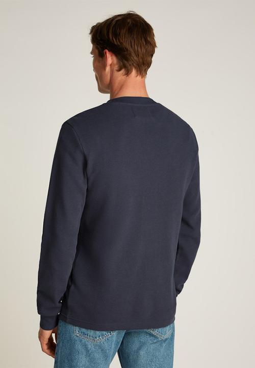 Calvin Klein - WOVEN LABEL WAFFLE LS TEE - India Ink