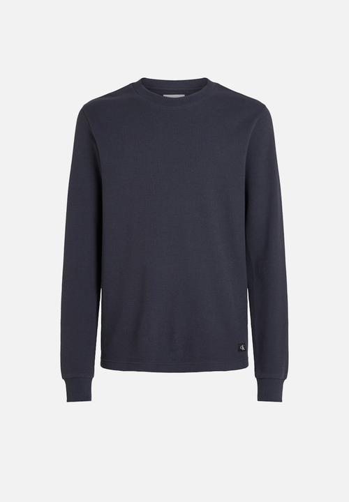 Calvin Klein - WOVEN LABEL WAFFLE LS TEE - India Ink