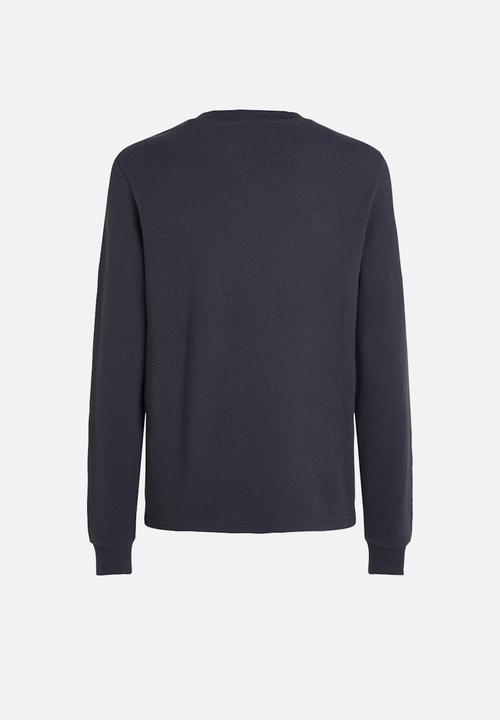 Calvin Klein - WOVEN LABEL WAFFLE LS TEE - India Ink