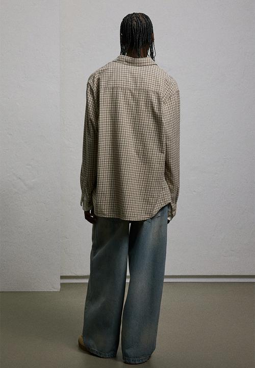 H&M - Loose fit flannel shirt - beige checked