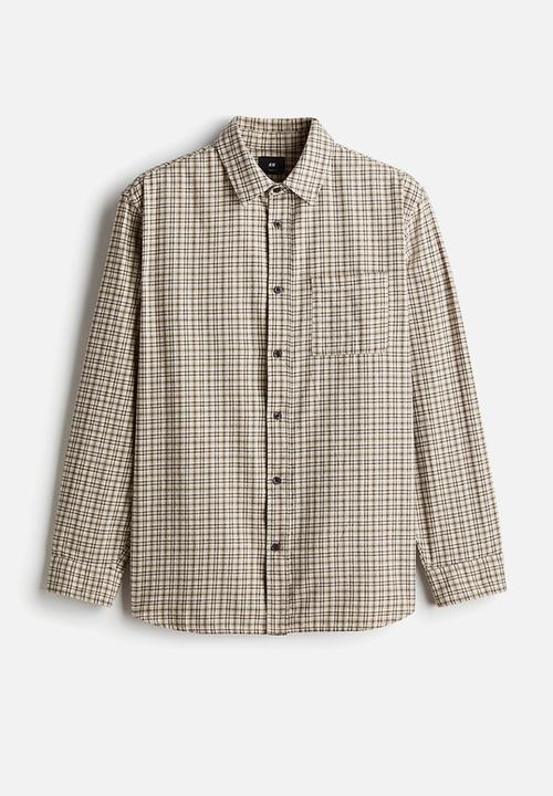 H&M - Loose fit flannel shirt - beige checked