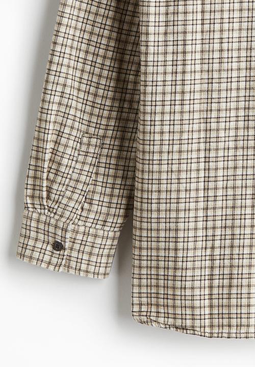 H&M - Loose fit flannel shirt - beige checked