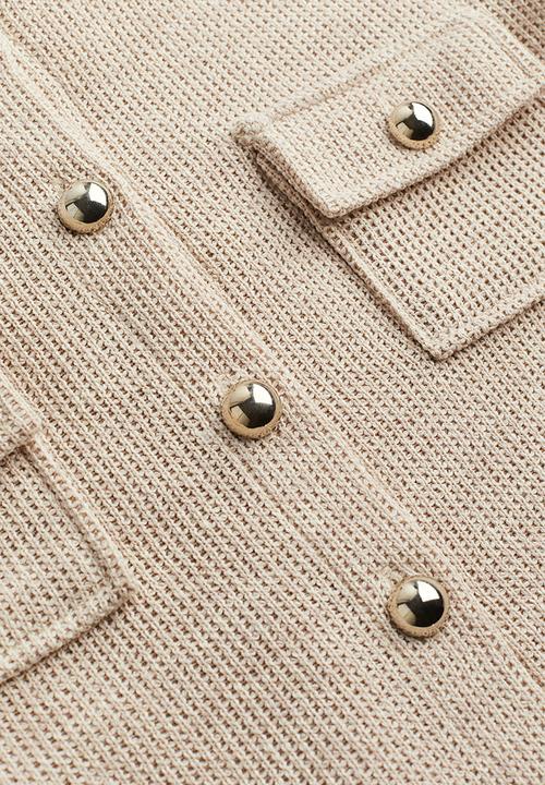 H&M - Waffled jersey top - beige