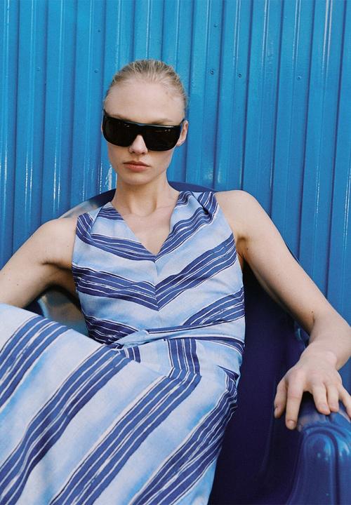 MANGO - Dress Celeste - Medium Blue