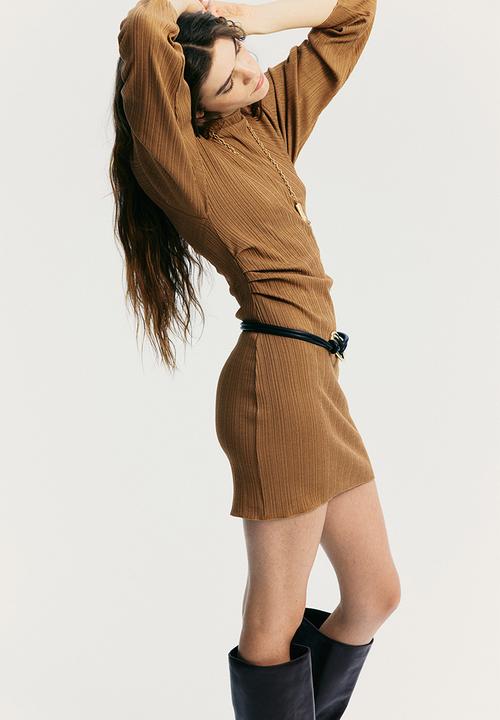 H&M - Draped bodycon dress - dark beige
